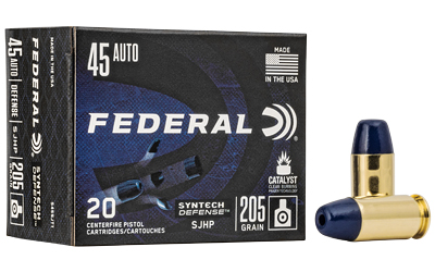 Federal Syntech Defense With Catalyst Clean Burning Primer 45 Acp 205gr Jacketed Hollow Point